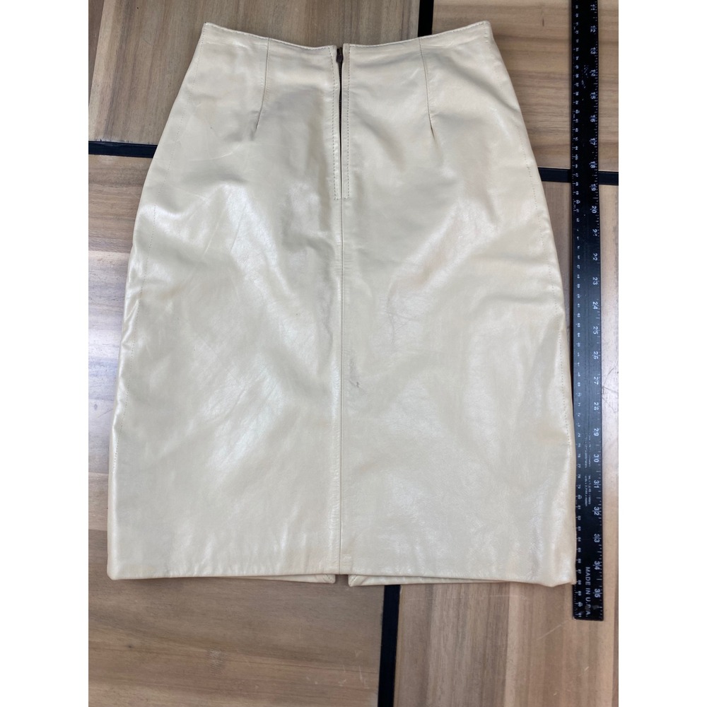 Pelle Studio Wilsons Leather Ivory Cream Pencil Skirt Womens 4 Genuine Leather - Picture 7 of 7